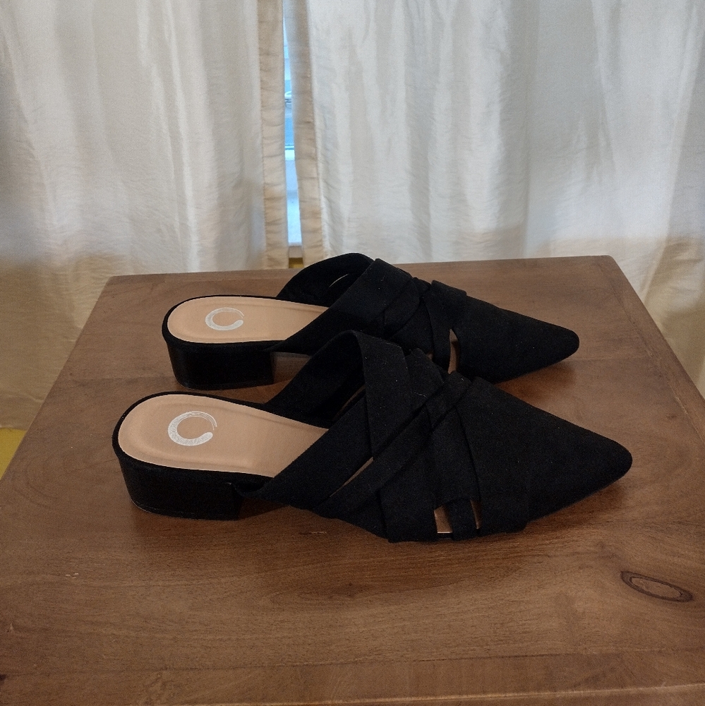 Journey collection kalida slip on pointed toe mules flats 9.5